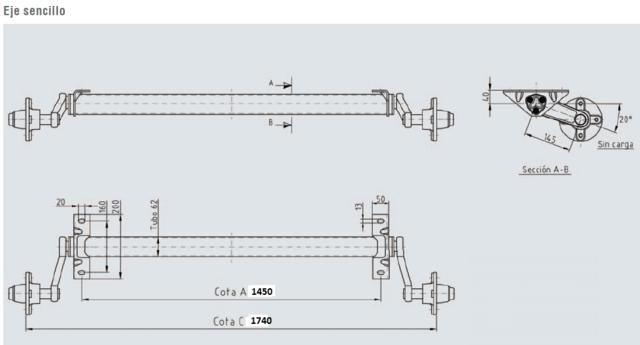 EJE (AL-KO) SIN FRENO (1740 / 1450) 500 KGS (BAJO PEDIDO)